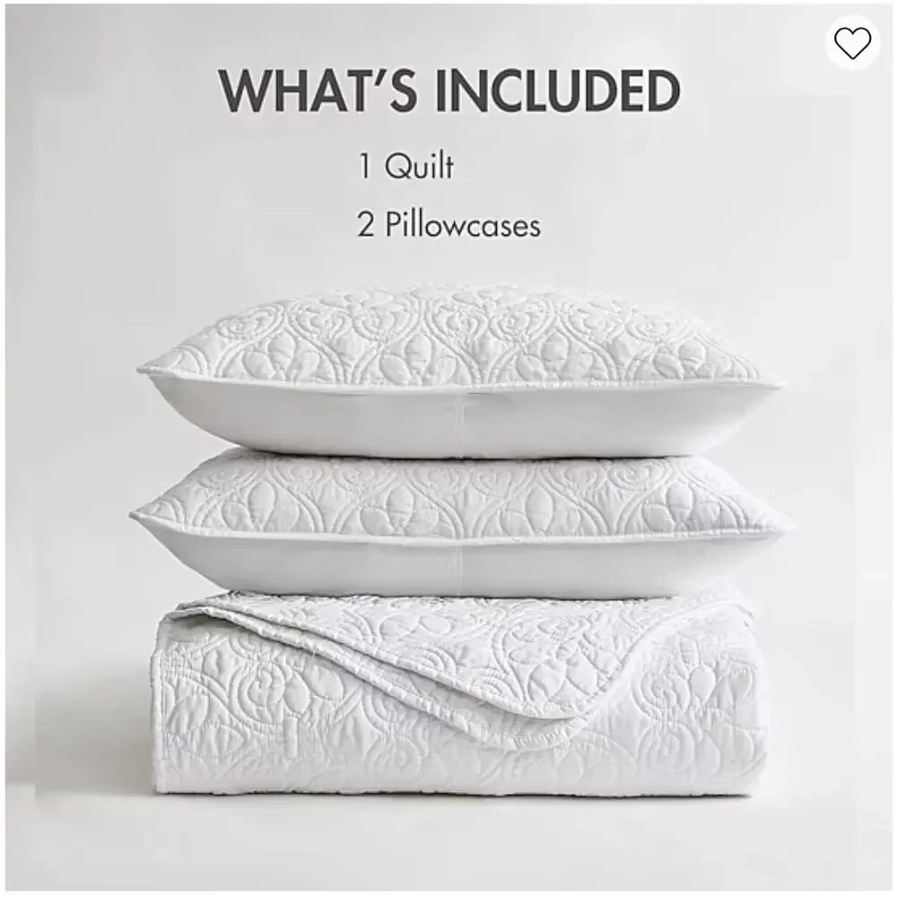 NEW! Madison Park KING Mansfield 3PC Quilt Set White